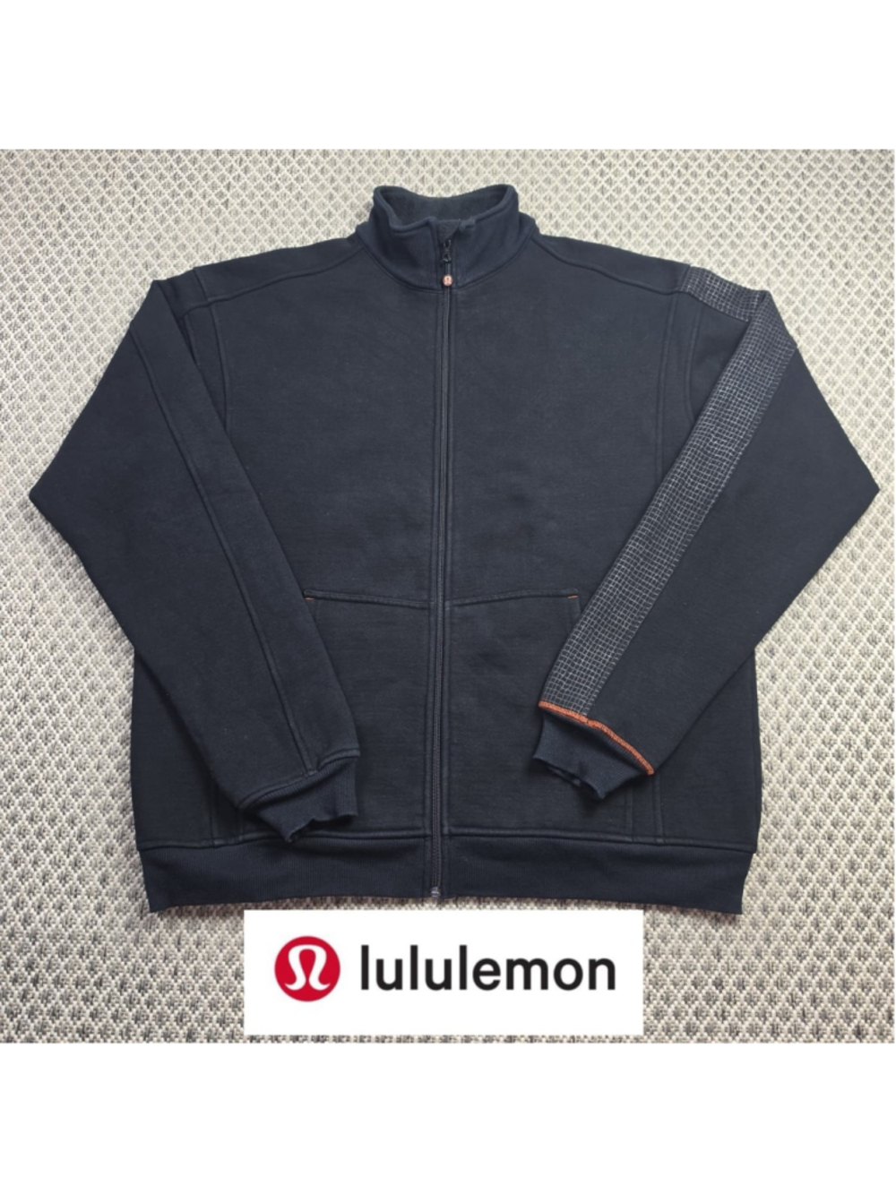 Lululemon Fleece Bomber Jacket Men’s XL Black Full Zip Heavyweight Mock Neck